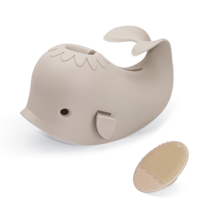 Mandoo Bath Faucet Cover for Kids，Bath Spout Cover for Baby are Suitable for Most Bathtub Faucet,spout Cover Bathroom Tub Adds Fun to Your Baby in The Shower.（Beige+Brush） - Image 1